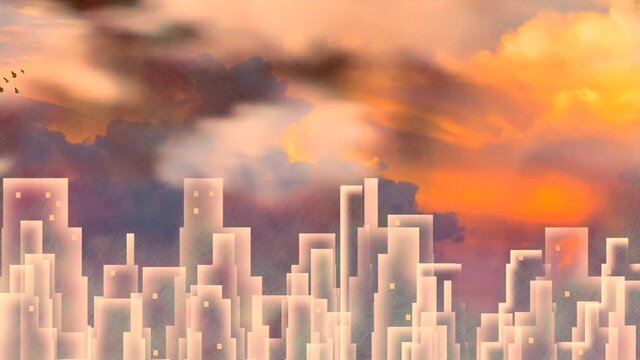 Geometric abstract composition. City of light