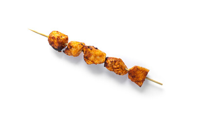 Chicken skewer isolated on a white background. Souvlaki isolated.