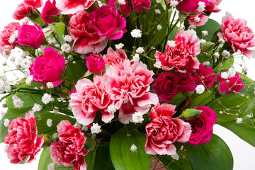 Fototapeta premium bouquet of carnations with roses isolated