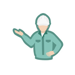 人物　ヘルメット　案内