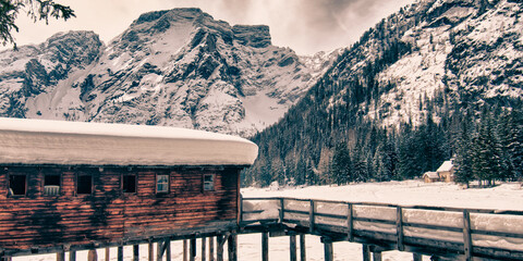 Beautiful Wintertime Landscape of Dolomites