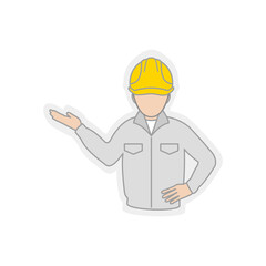 人物　ヘルメット　案内