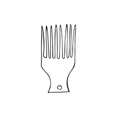 Doodle illustration of comb. Hand drawn icon of comb in vector. Doodle hair brush illustration in vector