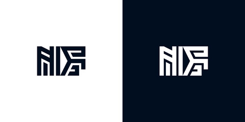 Minimal creative initial letters NF logo
