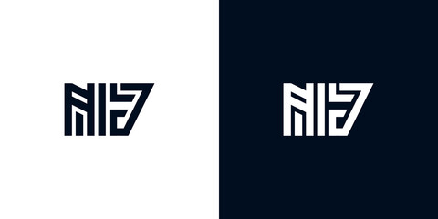Minimal creative initial letters NJ logo