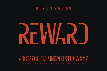 alphabet vintage font, typeface design, red background