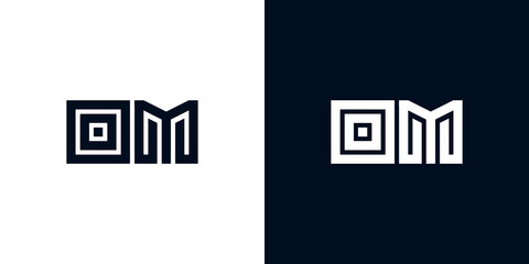 Minimal creative initial letters OM logo - obrazy, fototapety, plakaty