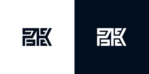 Minimal creative initial letters PK logo