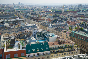 Roofs of modern Vienna on april day