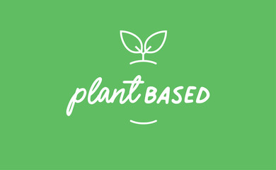 Plant based emblem design. Vegan, veggie, vegetarian food representation.