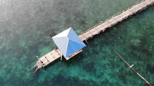 Clear Ocean Water Pier Drone Footage