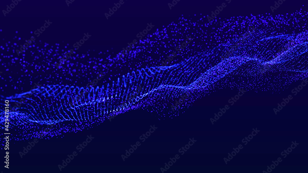 Poster abstract wave. optical fibers.digital background. big data background vizualisation. 3d rendering.