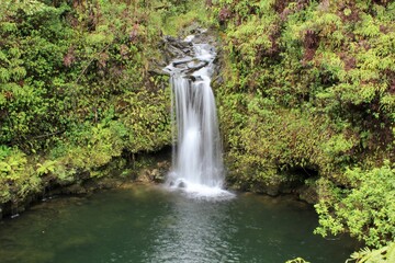 Tropical Waterfall on the Island of Maui, Hawaii