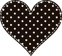 Heart in patchwork technique in chocolate polka dots