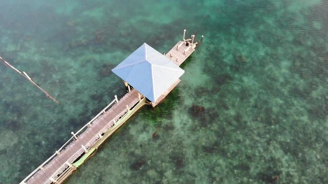 Clear Ocean Water Pier Drone Footage