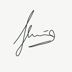 black signature on a white background