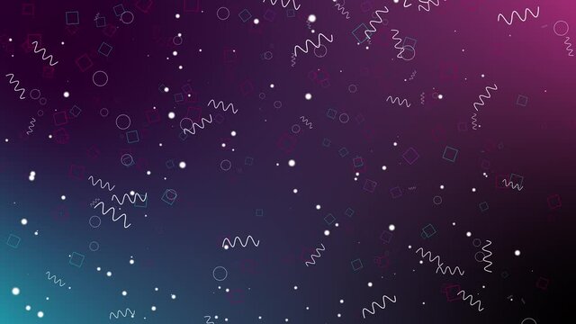 Tiktok style randomly flying figures. Social network color scheme. Youth background. Ukraine April 21, Dnipro, 2021