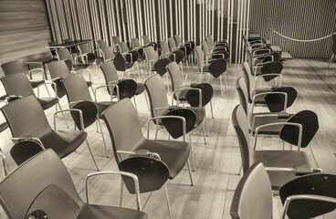 Modern meeting room with empty chairs