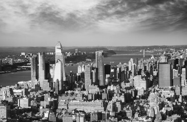 Aerial sunset view of Midtown Manhattan in New York City