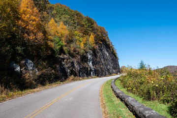 Roadway Meandering Through the Autumn Appalachian Mountains Along the Blue Ridge Parkway