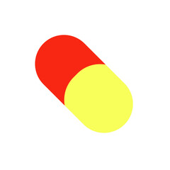 Red and yellow emoji pill vector medicine