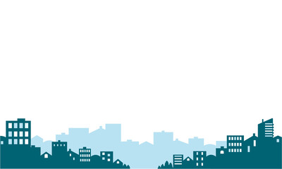 City landscape silhouette of houses. Vector illustration on a transparent background. You can place your text in the center above the image.