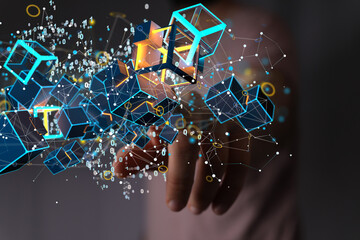 Artificial Intelligence Cloud technology. Integrated digital web concept background