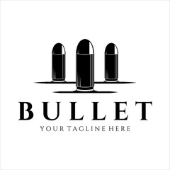 bullet ammo vintage vector logo illustration template design. army and military equipment for war or gun logo concept vector design