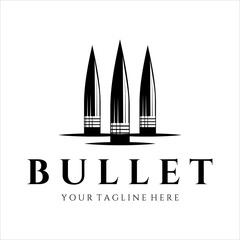 bullet ammo vintage vector logo illustration template design. army and military equipment for war or gun logo concept vector design