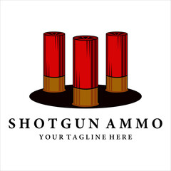 ammo of shotgun logo vintage vector illustration template design. bullet for shotgun logo concept icon design