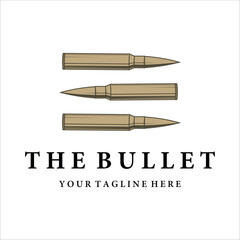 bullet ammo vintage vector logo illustration template design. army and military equipment for war or gun logo concept vector design