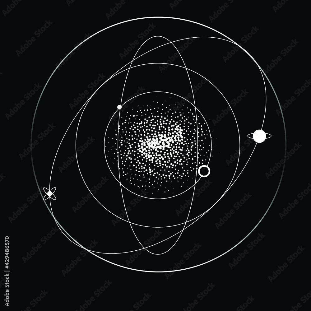Wall mural spiral galaxy in dotwork style.