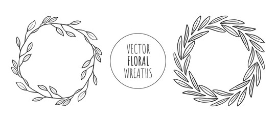 Set of vector floral wreaths