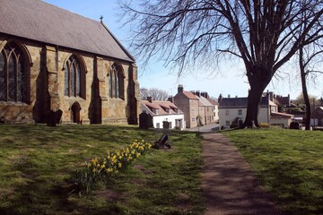Fototapeta na wymiar Kilham, East Riding of Yorkshire, from the parish churchyard.