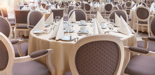 Set tables in the restaurant