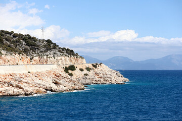 cliffs at the coast of azure mediterranean sea