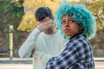 Fototapeta premium portrait of angry and displeased young couple