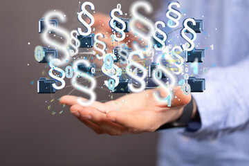 Businessman using 3D rendering digital paragraph law symbol