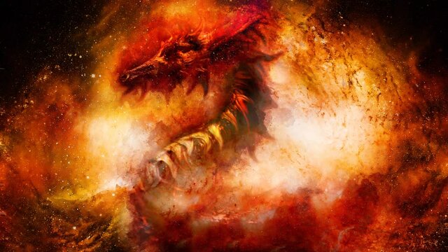 Cosmic dragon in space, cosmic abstract background