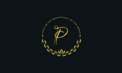 Fototapeta premium Vintage bright decorative monogram with the letter P. Elegant emblem for hotel, restaurant, business, presentation and more.