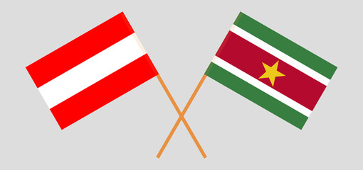 Crossed flags of Austria and Suriname. Official colors. Correct proportion