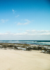 Beach and Atlantic Ocean in Caleta de Famara, Lanzarote Canary Islands.