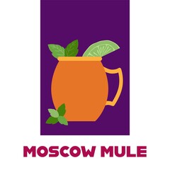 Moscow Mule cocktail flat vector illustration