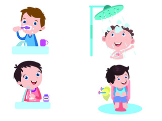 Body cleaning routines cartoon 2d vector concept for banner, website, illustration, landing page, flyer, etc.
