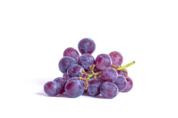 Red wet grape with drops isolated on white.