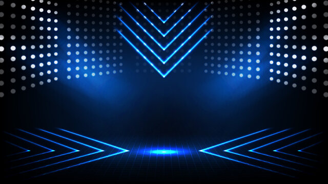 abstract futuristic background of empty stage arena stadium spotlgiht stage background