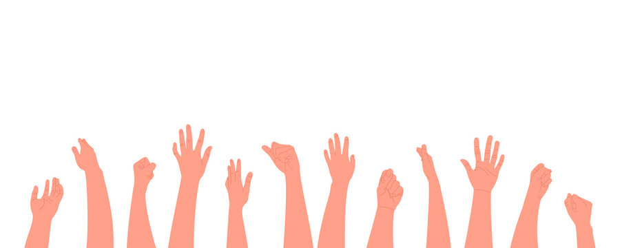 Human hands clapping, clapping, fans. Vector illustration in a flat style on a white background