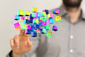 data security - Cloud technology. Integrated digital web concept background