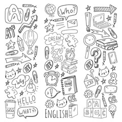 English course. E-learning, online education. English language