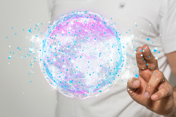 Digital technology background. Network connection dots and lines.